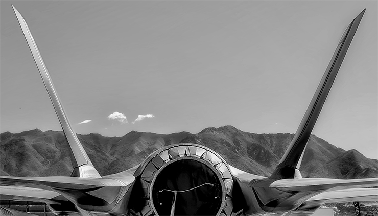 F-35 rear view BW